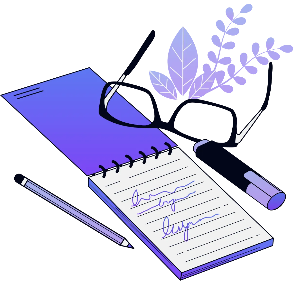 illustration of a notebook with bullet points noted by a developer as a part of our website quality assurance service.
